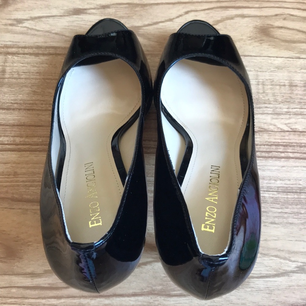Enzo Angiolini black patent peep toe pumps - Picture 4 of 8